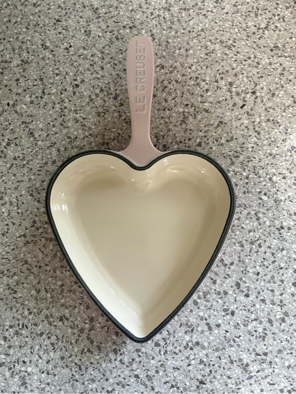 Le Creuset Heart Skillet in Pale Pink and Cream Enamel